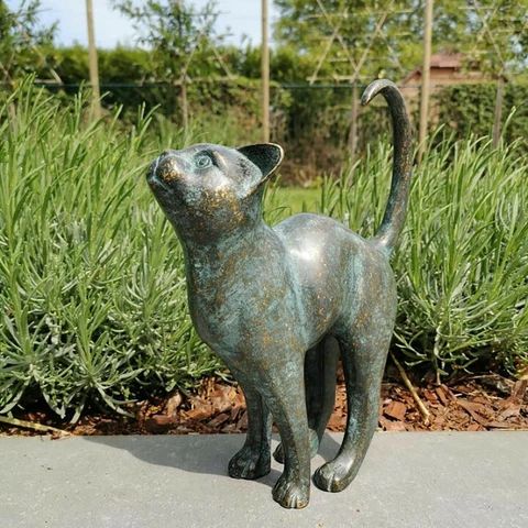 Beautiful Cat Statue With Rounded Back Garden Decor, Ornament Outdoor Decoration Cover