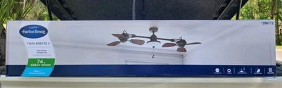 Harbor Breeze Twin Breeze II 74-in Indoor/Outdoor Ceiling Fan (L0982) - Image 1 of 4