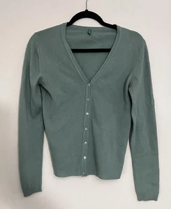 United Colors Of Benetton Cardigan Olive Green Womens Small Vintage - Picture 1 of 3