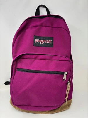 复古 Jansport Originals 麂皮绒底部背包袋 品红 — 第 1/4 张图片