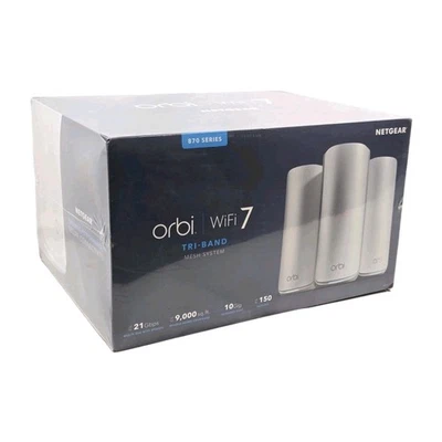 Netgear RBE873-100NAS Orbi Wi-Fi 7 Wireless Mesh System  (3-pack) - Sealed - Image 1 of 4