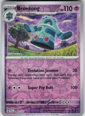 Pokemon Bronzong 069/162 SV05: Temporal Forces NM Reverse Holo card - Image 1 of 2