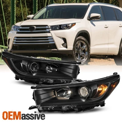 Faros halógenos negros para Toyota Highlander LE/XLE 2017-2019 con DRL no LED Foto 1 de 4