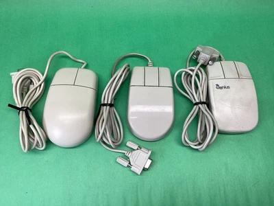x3 Vintage Serial Port Mouse White Beige Mitsumi + Genius + ? UNTESTED LOT OF 3 - Image 1 of 4