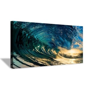 Ocean Wave Canvas Wall Art: Stunning Sunset Seascape Artwork Painting Print o... - Picture 1 of 7