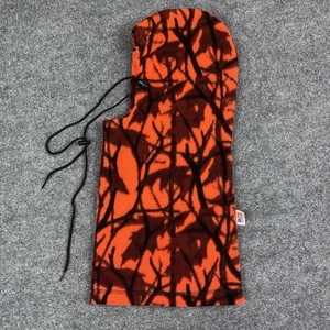 Vintage Blaze Orange Camo Fleece Hunting Balaclava Hood Face Mask USA 90s - Picture 1 of 8