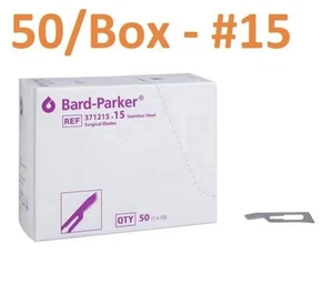 BD BARD-PARKER Edelstahl Chirurgische Klingen Nr. 15 50 pro Box Steril 371215 - Bild 1 von 4