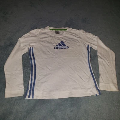 Camisa Adidas Vintage Años 90 Niña Manga Larga Juvenil Talla Grande Blanco Azul Ajuste a Medida Foto 1 de 4
