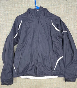 Columbia Mens Windbreaker jacket Medium Black White Long Sleeve Zip - Picture 1 of 9