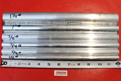 SURTIDO DE VARILLAS REDONDAS DE ALUMINIO 6 PIEZAS 1/2", 5/8", 3/4", 7/8", 1" y 1-1/4"x 12" 6061 Foto 1 de 2