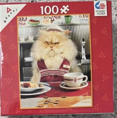 Jigsaw Puzzle Avanti 100 Piece Angry Cat Dinner Ceaco New - Image 1 of 2