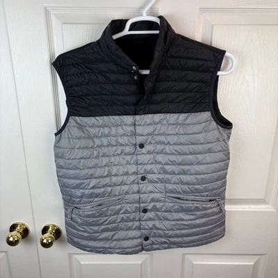 Men's Armani Exchange Snap Button Puffer Vest Black Gray Packable XL Down - Image 1 of 4