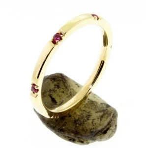 6 Ruby Eternity 14 K Comfort Fit Gold Wedding Band or Stacking Rings, U pave - Picture 1 of 5