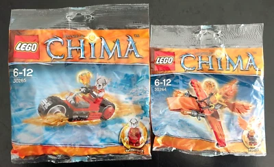 Lego Chima Worriz Fire Bike 30265 & Frax Phoenix Flyer 30264 2 Polybag Sets New - Image 1 of 2