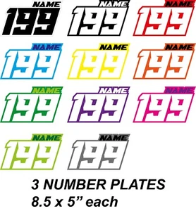 3 PEGATINAS PERSONALIZADAS DE MOTOCROSS CALCOMANÍAS DE MATRÍCULA MX ATV BMX CARRERAS MOTO DE CROSS - Imagen 1 de 23