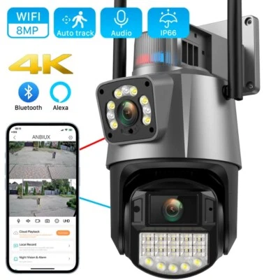 4K 8MP 1-8X Zoom WiFi Dual Lens PTZ IP Camera Motion Detection 2-Way Audio iCSEE - Image 1 of 4