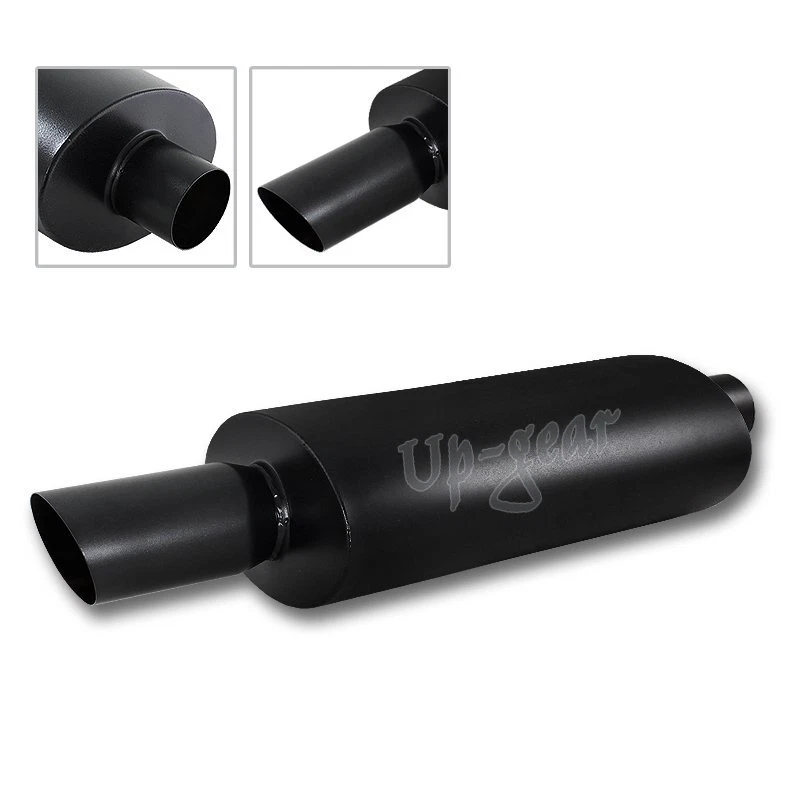 Silenciador de escape universal de acero inoxidable negro con punta inclinada de 3" entrada de 2,5" Foto 1 de 1