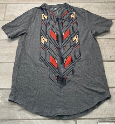 Women’s Sean John L  T Shirt V Neck Short Sleeve Gold Graphic geometric African - Image 1 of 4