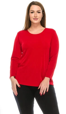 JOSTAR Poly Spandex Slinky ELASTIZADO Tejido MANGA LARGA CAMISETA TOP ROJO VIAJE S M L XL Foto 1 de 4