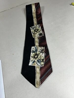 Surrey Tie 100% Silk Burgundy Black Classic Necktie 57” X 4” Made USA - Image 1 of 4