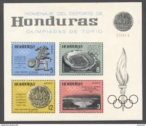 Honduras, 1964, Olympic Tokyo, Mayan Artefacts, Stadium, MNH Perf, Block 6A - Picture 1 of 1