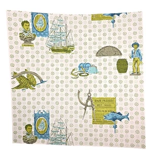Vintage Wallpaper Sample Sheet 70s Retro Maritime Ships Craft Supply Dollhouse - Picture 1 of 11