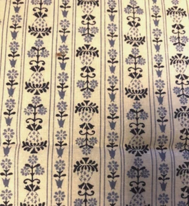 VTG Repro Americana Pineapple Floral Stripe Blues & White Fabric BTFQ - Picture 1 of 6