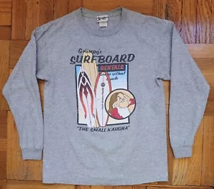 Walt Disney World Grumpy's Men Long Sleeve T-Shirt Sz M Gray Surfboard Graphic - Picture 1 of 6
