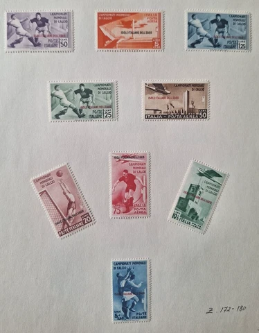 1934 - Italy - Aegean Islands Overprint - World Cup Football - Nine MH Stamps Cover