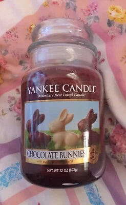 Grand pot chocolat lapins retraités Yankee Candle Deerfield 22 oz très RARE VHTF - Photo 1/2