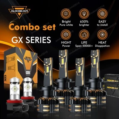 For Mercedes-Benz E350 E320 E550 GX LED Headlight Foglight Bulbs Combo Kit White - Image 1 of 4