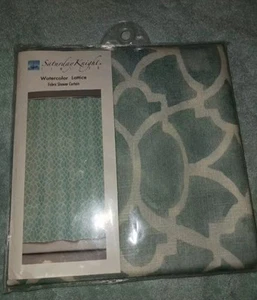Jade Fabric Shower Curtain. Watercolor Lattice 70" X 72" SKL Limited Edition - Picture 1 of 5