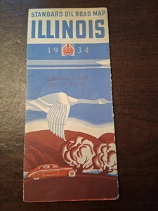 1934 STANDARD OIL Road Map ILLINOIS - Picture 1 of 2