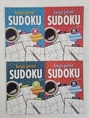4 New Large Print Sudoku PAPP Puzzle Books Vol# 31-34  Games Entertain Hobbies - Image 1 of 4
