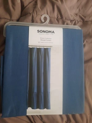  Cortina de ducha de tela con volantes Sonoma Navy Ellison 70 x 72  Foto 1 de 2