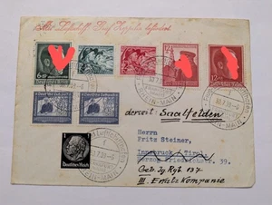 Zeppelin Brief Frankfurt via Kassel n Innsbruck 1939 Weiterltg leider fleckig - Bild 1 von 4