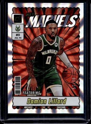 2023-24 Donruss Damian Lillard Net Marvels Holo Laser #56/99 Bucks Foto 1 de 2
