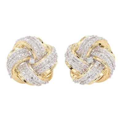 .44ctw Round Diamond Love Knot Stud Pair Earrings 14k Multi-Tone Gold 4.44 Grams - Image 1 of 4