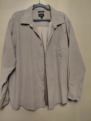 Haggar Shirt Mens 2XL Tan Sueded Luxe Long Sleeve Button Shirt Jacket Pocket EUC - Image 1 of 4