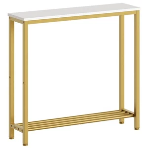 Narrow Console Table 2-Tier Small Sofa Table 29.5" Thin Entryway Table Behind... - Picture 1 of 9