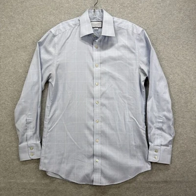 Charles Tyrwhitt Dress Shirt Men 15/33 Blue Glen Check Houndstooth Slim Non Iron - Image 1 of 4