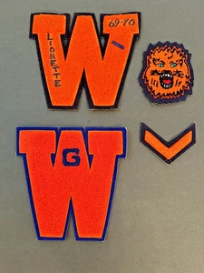 Letterman Jacke Patches orange High School Football Cheerleader Löwen Vintage 70er - Bild 1 von 5