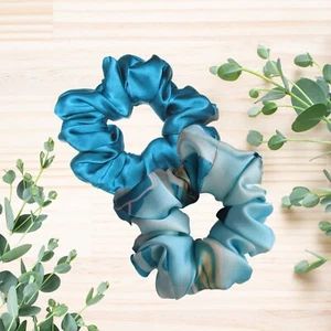 2x 100% Mulberry Silk Scrunchie Floral Ponytail Holder for Women New -03 - Picture 1 of 7