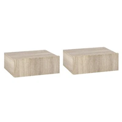 DecHome Set 2 Comodini Sospesi in Legno Design Moderno 40x30x15cm Color Legno 48 - Immagine 1 di 4
