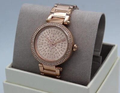 RELOJ GLYTZ MUJER NUEVO AUTÉNTICO MICHAEL KORS PARKER CRISTALES ORO ROSA MK7286 Foto 1 de 4