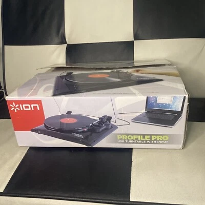 ION PROFILE PRO USB Vinyl-To-Mp3 Turntable W/ Input Converter - New / Open Box - Image 1 of 4