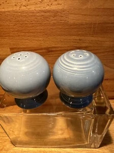 Fiesta Ball Salt & Pepper Shakers Set Homer Laughlin Blue Periwinkle? - Picture 1 of 6