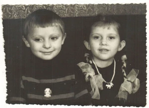 1950's Soviet photo cute girl and boy probably siblings  - Bild 1 von 1