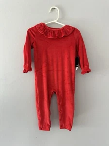 (NWT) Okie Dokie Girl’s Size 12 Months  Red Velour Jumpsuit Retails - Picture 1 of 5