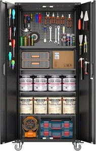 72" Garage Storage Cabinet,2 Doors,Wheels&Lock,Heavy Duty Rolling Storage Locker - Picture 1 of 3